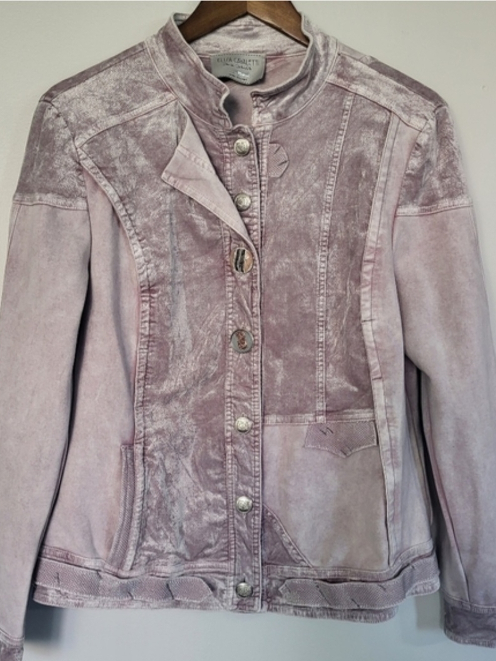 Elisa Cavaletti Dusty lavender Velvet-Effect Jean Jacket
